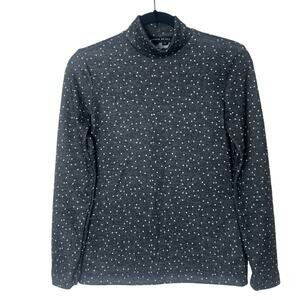 Sophia Reyes Long Sleeve Mock Neck Turtleneck Top Gray w/White Dots Sz S